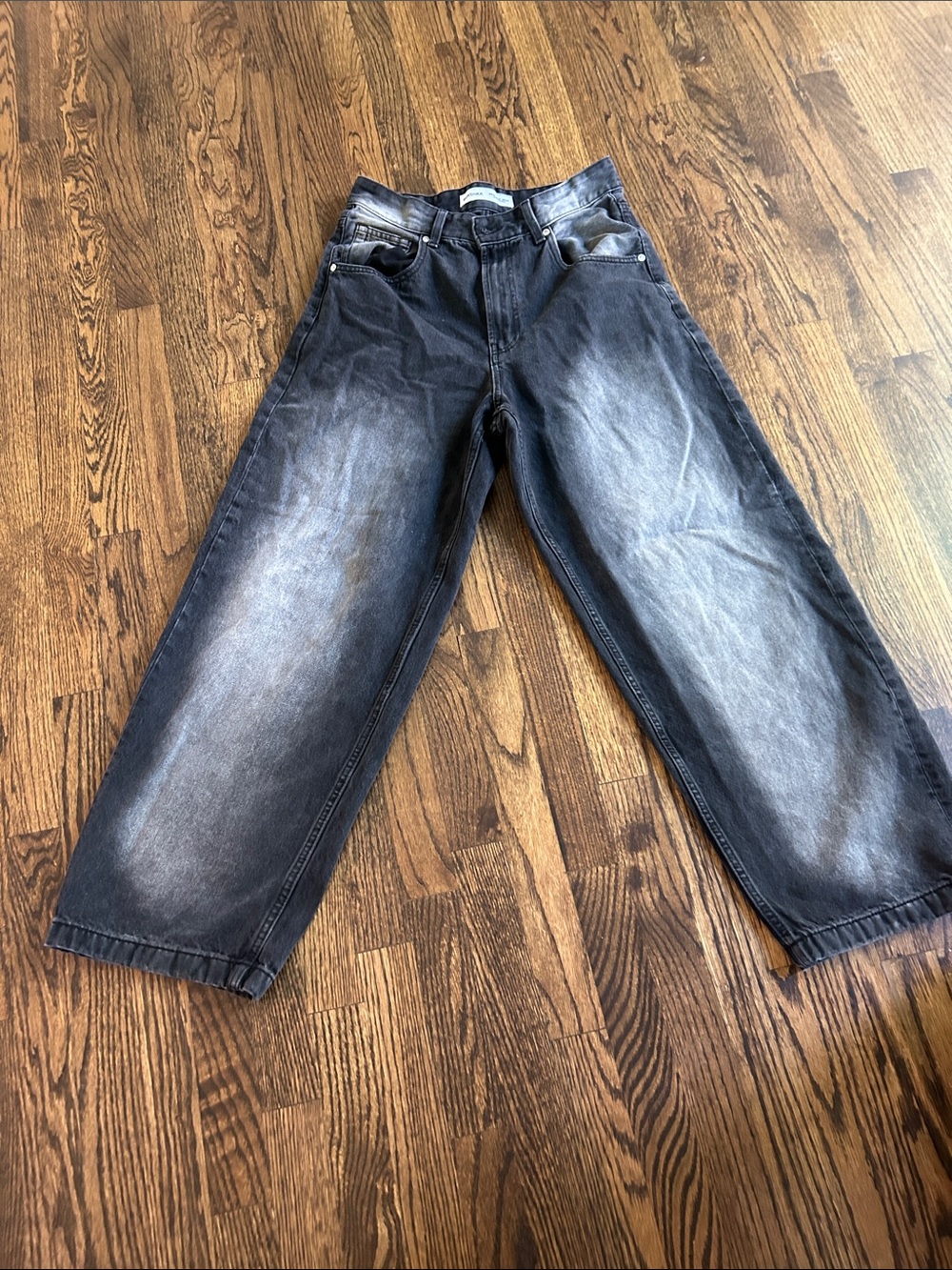 Bershka Men's Black Washed Jeans - Classic Relaxed Fit
